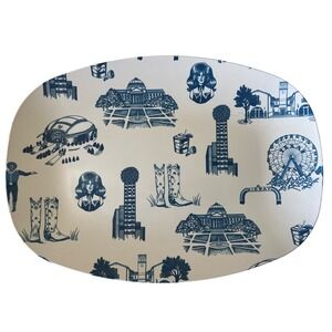 Katie Kime Thermosaf‎ Dinnerware Melamine Serving Platter Dallas Landmarks Blue